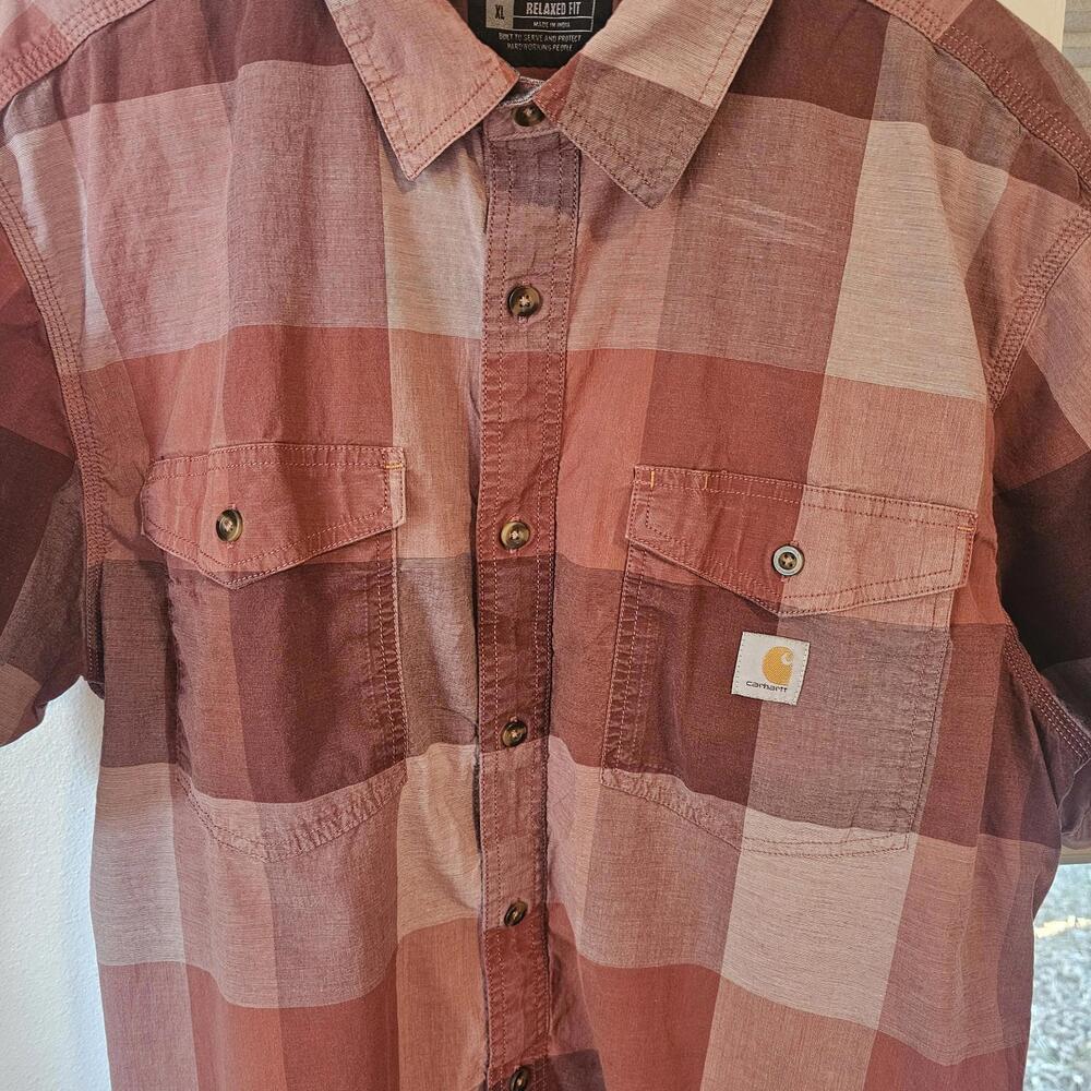 Carhartt Men’s Rugged Flex Relaxed Fit Plaid Button Down Shirt XL Red